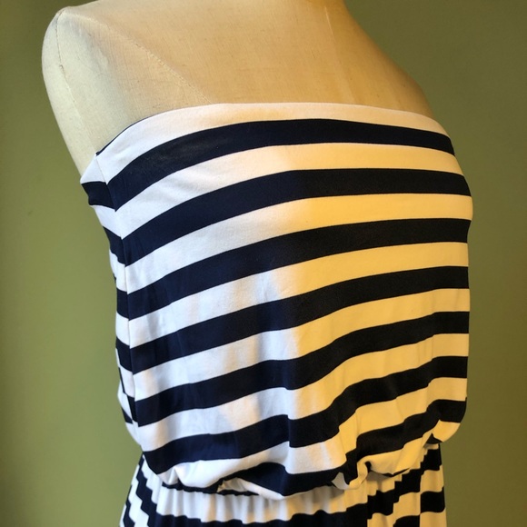Susana Monaco Blue White Stripe Strapless Dress M - Picture 4 of 9